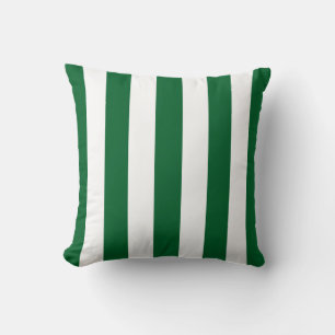 Forest Green and White XL Stripes Pattern Cushion