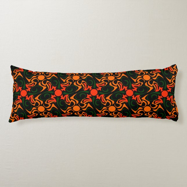 Forest Green and Yellow Tribal Star Pattern Body Cushion (Front)