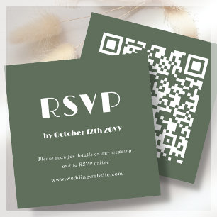 Forest Green Art Deco   QR Code   Wedding RSVP Enclosure Card