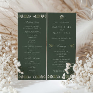 Forest Green Art Nouveau Wedding Ceremony Program