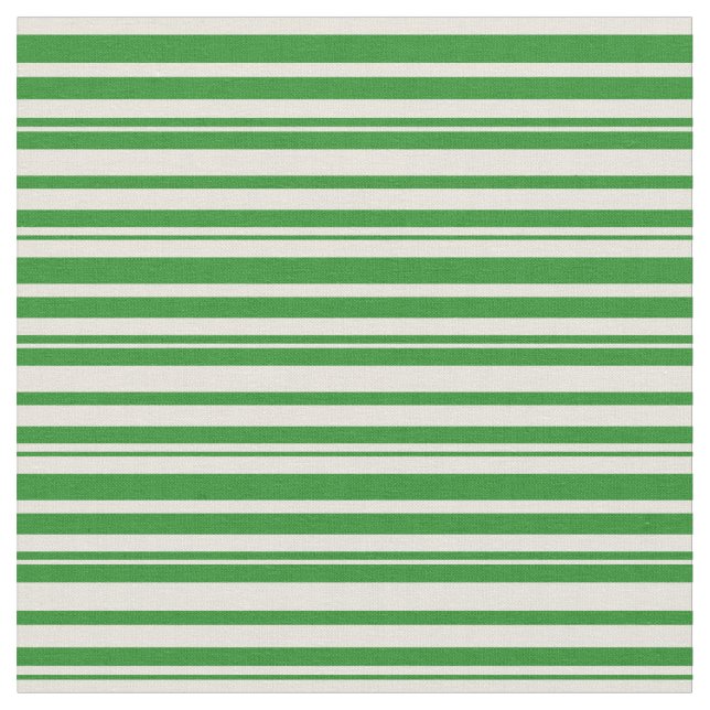 Forest Green & Beige Coloured Lined Pattern Fabric (Close Up)