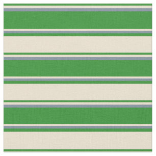 Forest Green, Beige & Light Slate Grey Lines Fabric
