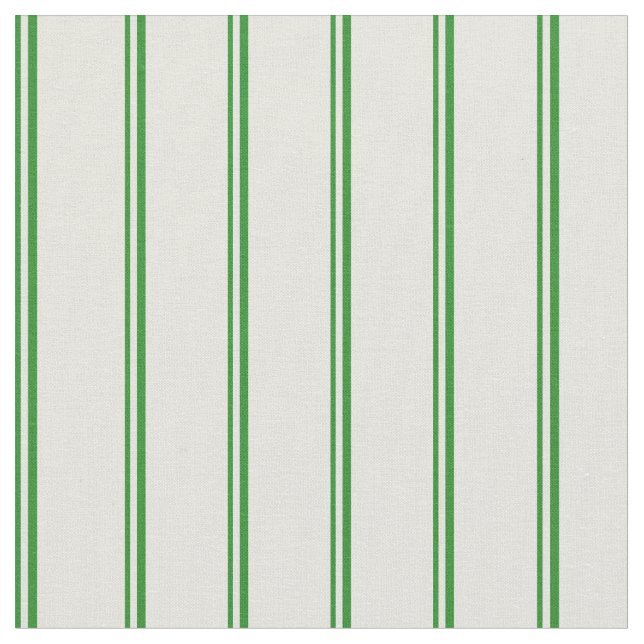 Forest Green & Beige Pattern of Stripes Fabric (Close Up)