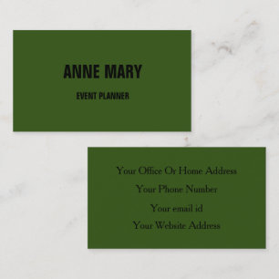 Forest Green Black Classy Wedding Custom Colours Business Card