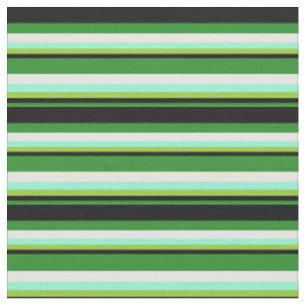 Forest Green, Black, Green, Aquamarine, and White Fabric