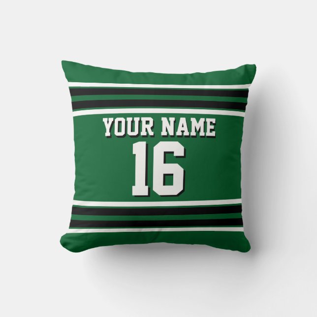 Forest Green Black Team Jersey Custom Number Name Cushion (Front)