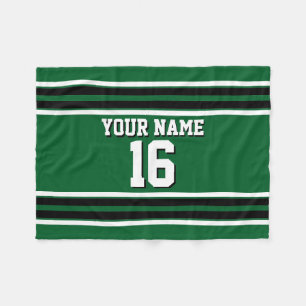 Forest Green Black Team Jersey Custom Number Name Fleece Blanket