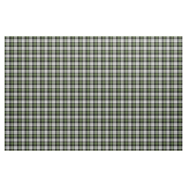 Forest Green Black White Tartan Squares Pattern Fabric (Fat Quarter)