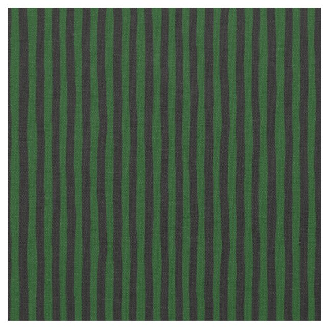 Forest Green & Black Wonky Stripes Fabric (Close Up)