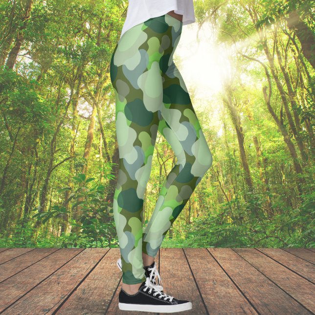 Forest Green Camo Pattern Leggings (Forest Green Camo Pattern Leggings)