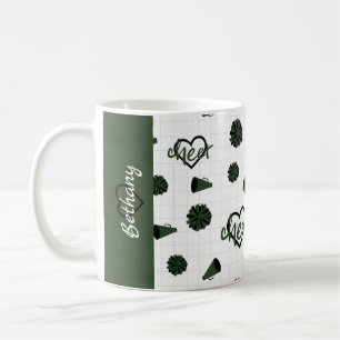 Forest Green Cheer Hearts, Pom Poms, Megaphone Coffee Mug