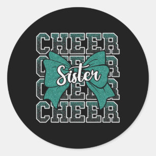 Forest Green Cheer Sister Bow Sport Cheerleader Ch Classic Round Sticker