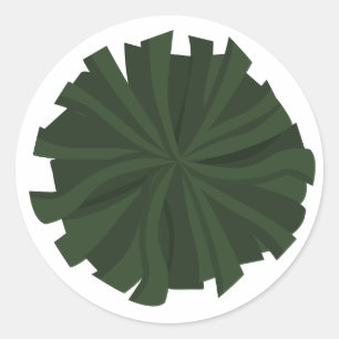 Forest Green Cheerleader Pom Pom Classic Round Sticker