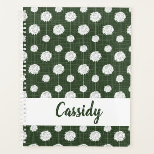 Forest Green Cheerleader Pom Pom Pattern Planner