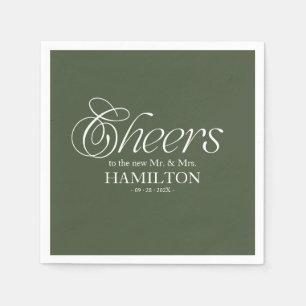 Forest Green Cheers Modern Minimalist Wedding Napkin