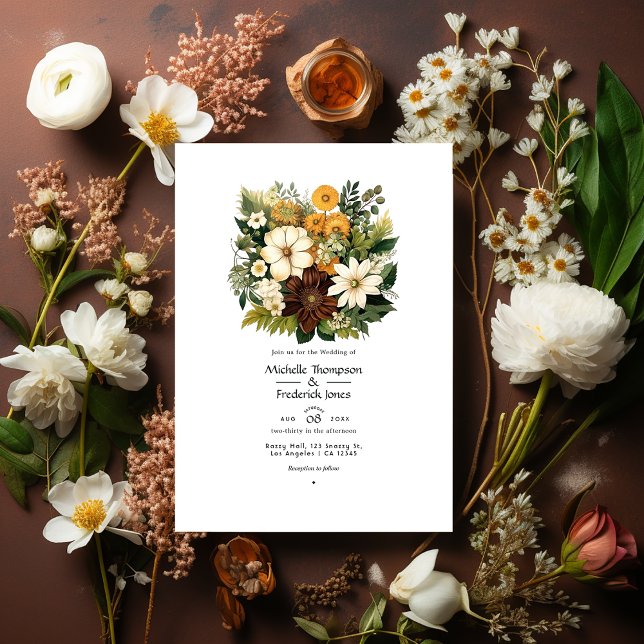 Forest Green, Chocolate Brown, Craft Brown Wedding Invitation (Creator Uploaded)