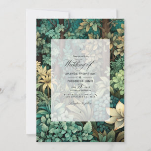 Forest Green, Chocolate Brown, Craft Brown Wedding Invitation