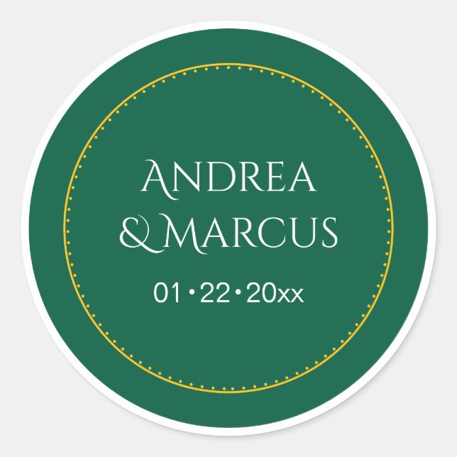 Forest Green Circle Classic Round Sticker (Front)