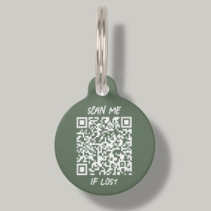 Forest Green Custom QR Code Scan Pet Tag