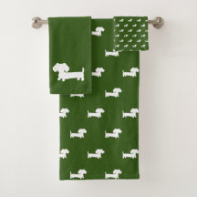Forest Green Dachshund Bath 3- piece Towel Set