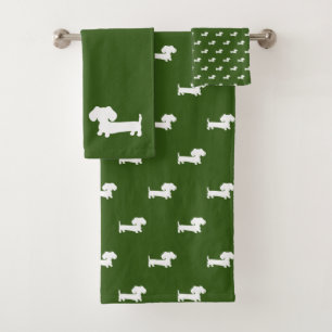 Forest Green Dachshund Bath 3- piece Towel Set