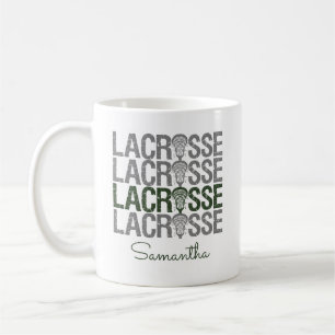 Forest Green Distressed Lacrosse Word Coffee Mug