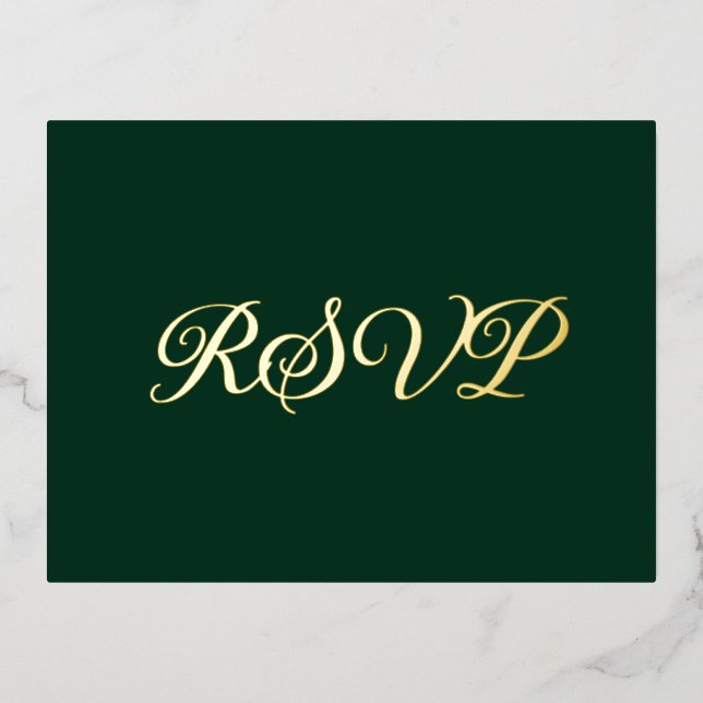 Forest Green Elegant Co-Starring Foil RSVP Card (Front)