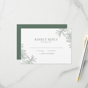 Forest Green Elegant Minimalist Botanical RSVP Card