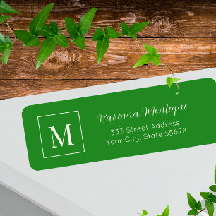 Forest Green Elegant Personalized Monogram Name Return Address Label