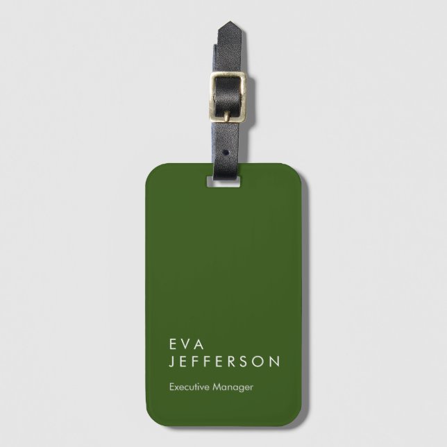 Forest green elegant unique modern luggage tag (Front Vertical)