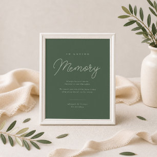Forest Green Elegant Wedding Memorial Sign