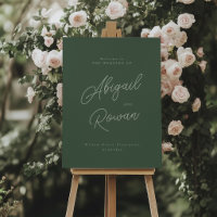 Forest Green Elegant Wedding Welcome Sign