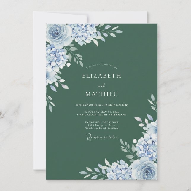 Forest Green Ethereal Winter Wedding Invitation (Front)