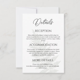 Forest Green Ferns Wedding Details Enclosure Card