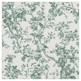 Forest Green Floral Toile Fabric