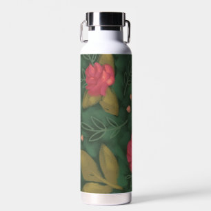 Forest Green Floral Water Bottle