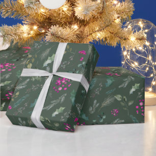 Forest Green Foliage Holiday Wrapping Paper