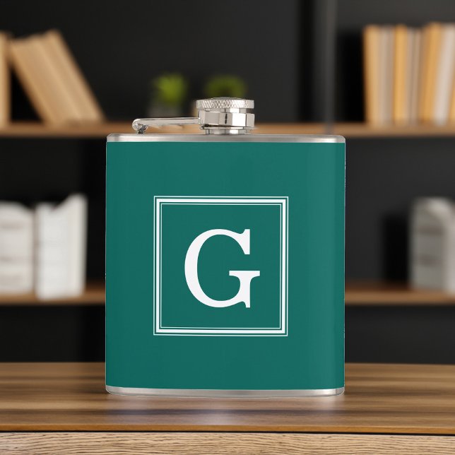 Forest Green Framed Monogram Hip Flask (Creator Uploaded)