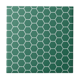 Forest Green Geometric Honeycomb Hexagon Pattern Tile