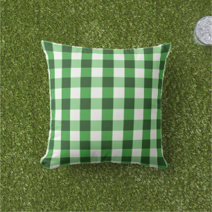 Forest Green Gingham Pattern Cushion