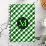 Forest Green Gingham Pattern Personalised Monogram Planner<br><div class="desc">Personalise this product with the letter of your choice !</div>