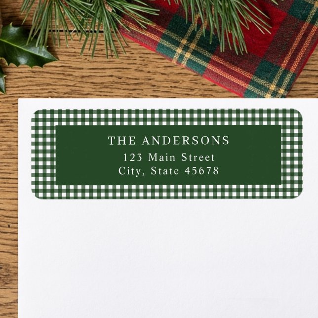 Forest Green Gingham Return Address Label (Creator Uploaded)