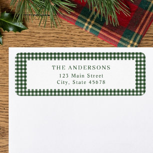 Forest Green Gingham Return Address Label