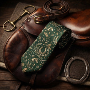 Forest Green Gold Equestrian Heritage Tie