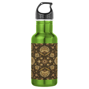 Forest green gold floral tapestry 532 ml water bottle