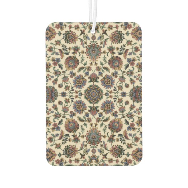 Forest green gold floral tapestry car air freshener (Back)