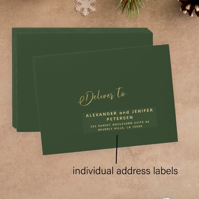 Forest green gold holiday mailing 24 address label (Creator Uploaded)