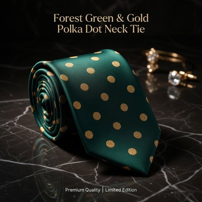 Forest Green & Gold Polka Dot  Tie (Creator Uploaded)