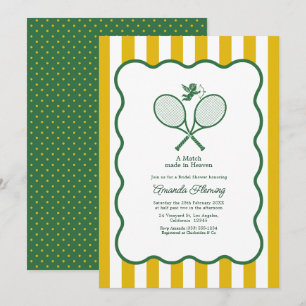 Forest Green & Gold Preppy Tennis Bridal Shower Invitation