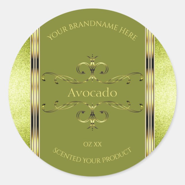 Forest Green Gold Product Labels Glitter Borders (Front)